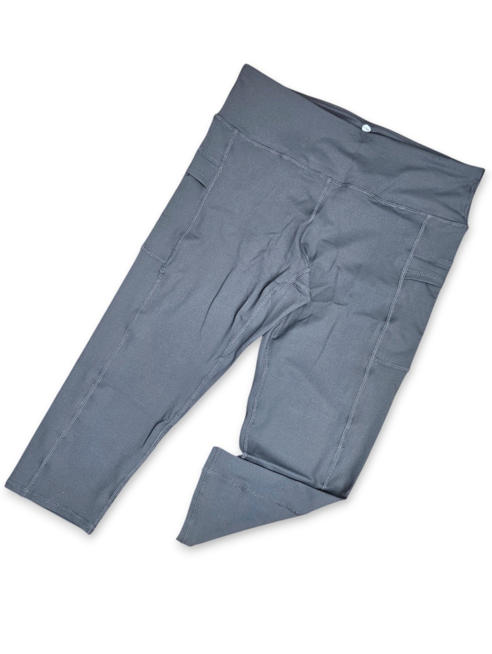Outland XL/XXL Leggings Cropped Length Grey High Waist Pockets Tummy Support